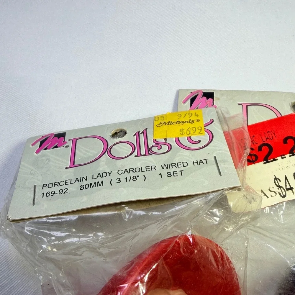 Vintage Mangelsen's Porcelain Doll Head and Hands Set Lot 3 1993 Caroler 70-80mm